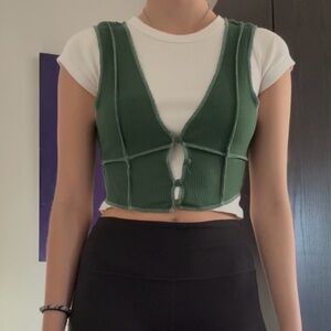 Urban Outfitters Green Ribbed Crop Top